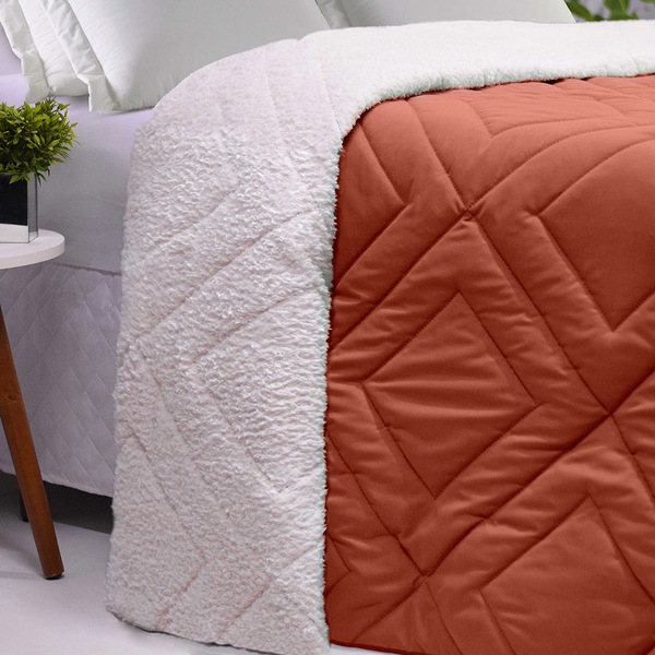 Edredom Coberdrom Robust Queen Sherpa Pesado - Terracota