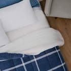 Edredom Coberdrom Solteiro Sherpa Lepper Esquadro Azul