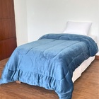 Edredom Coberdrom Solteiro Sherpa Lepper Liso Azul Canvas