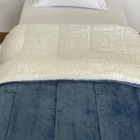 Edredom Coberdrom Solteiro Sherpa Lepper Liso Azul Canvas