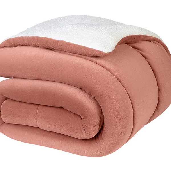 Edredom Coberdrom Solteiro Sherpa Lepper Liso Rosa Canvas