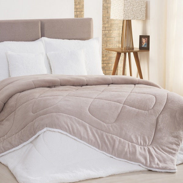 Edredom Coberdrom Solteiro Sherpa Pele De Carneiro C/ Soft Av