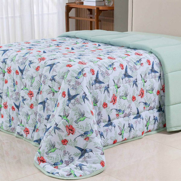 Edredom Coberdrom Sonho Bom Queen Em Malha - Verde - 100% Alg