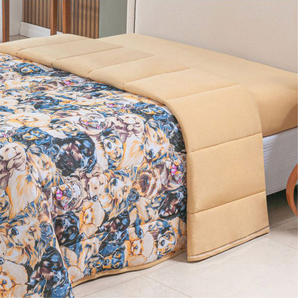 Edredom Coberdrom Sonho Bom Solteiro Em Malha - Mostarda - 10