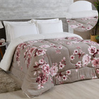 Edredom Coberdrom Sonobom King Sherpa E Manta - Floral Cinza
