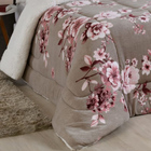 Edredom Coberdrom Sonobom King Sherpa E Manta - Floral Cinza