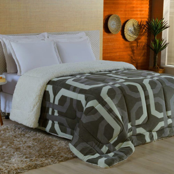 Edredom Coberdrom Sonobom King Sherpa E Manta - Geométrico Ci