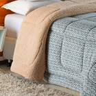 Edredom Coberdrom Sonobom Queen Sherpa E Manta - Rosê Cinza -