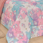Edredom Coberdrom Unicórnio Solteiro Dupla Face Malha - Rosa