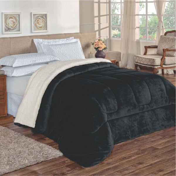 Edredom Coberdron Solteiro Versátil Sherpa Toque Lã Carneiro