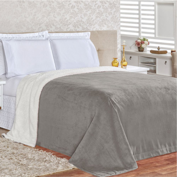 Edredom Cobertor Coberta Manta Casa Show King - Cinza - 100%