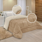 Edredom Cobertor Sherpa Coberdrom Casal Queen Fofinho Bege