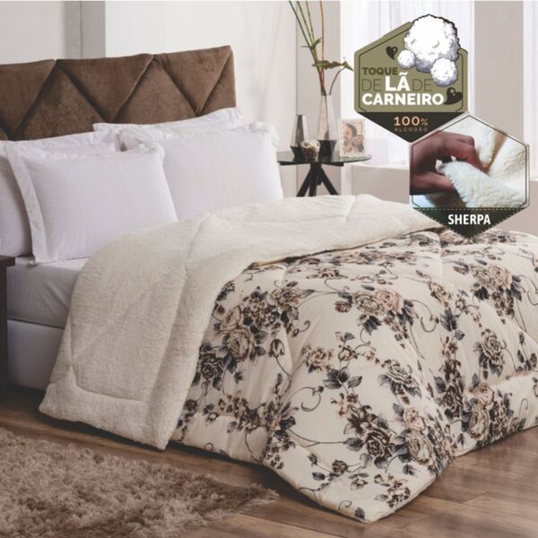 Edredom Confort Queen Dupla Face Sherpa Toque Lã Carneiro - B