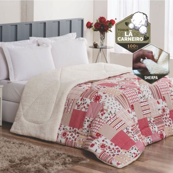 Edredom Confort Queen Dupla Face Sherpa Toque Lã Carneiro - V