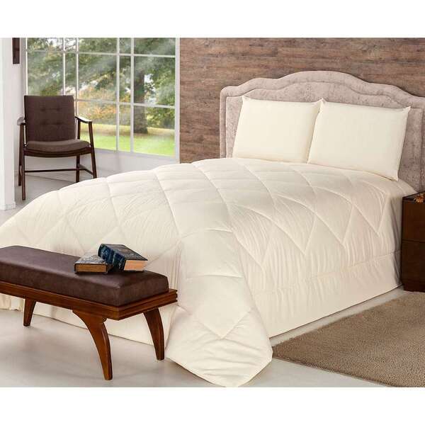 Edredom De Fibra Soft Touch 300 Fios Queen 240x260 Bege