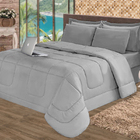 Edredom De Verão Casal Aconchego Independente Cinza Cotex