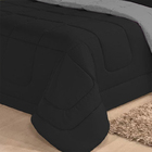 Edredom Dupla Face Com Jogo De Cama 5 Pçs Casal Queen Preto E