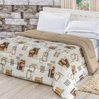 Edredom Dupla Face King Quality 01 Peça - Geométrico Avelã