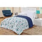 Edredom Dupla Face Queen Quality 01 Peça - Geométrico Azul