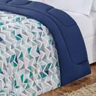 Edredom Dupla Face Queen Quality 01 Peça - Geométrico Azul