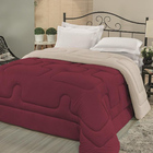 Edredom Em Malha 100% Algodão Padrão Dupla Face - Vinho - Bege