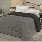 Edredom Em Malha 100% Algodão Queen Dupla Face - Cinza - Pret