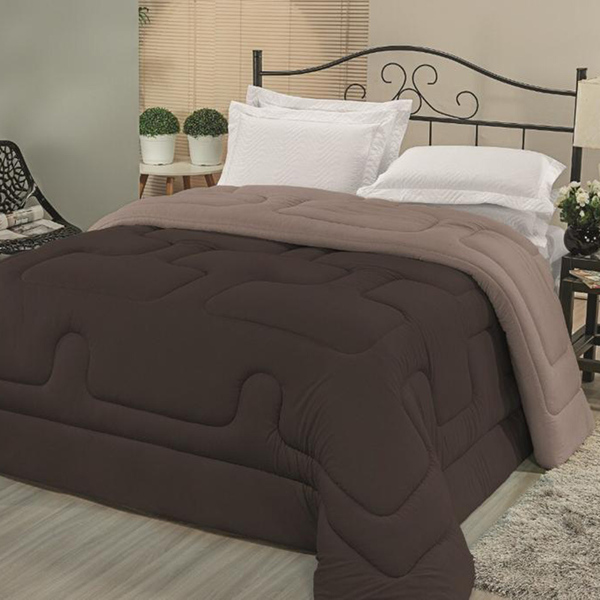 Edredom Em Malha 100% Algodão Solteiro Dupla Face - Tabaco -