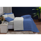 Edredom Eros 200 Fios Queen Kit 6 Peças Azul E Off White Casa