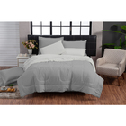 Edredom Eros 200 Fios Queen Kit 6 Peças Cinza E Off White Cas