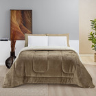 Edredom Esquimó Casal Padrão  Sherpa Toque Lã Carneiro - Cáqu