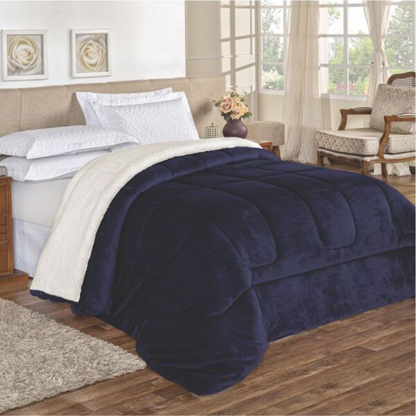 Edredom Esquimó Solteiro Dupla Face Sherpa Toque Lã Carneiro