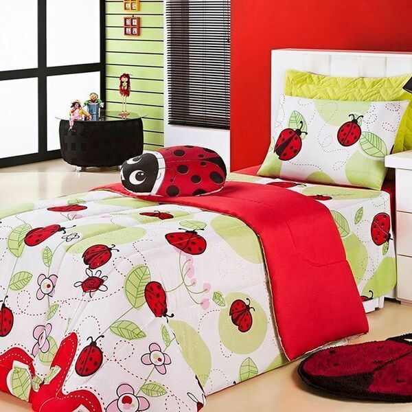 Edredom Estampado Infantil Kids Solteiro 01 Peça - Joaninha