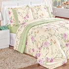 Edredom Estampado Verde Floral Dupla Face 200 Fios + Jogo De