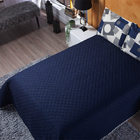 Edredom Geometrico 3 Pçs Queen Azul Quadrado Casen