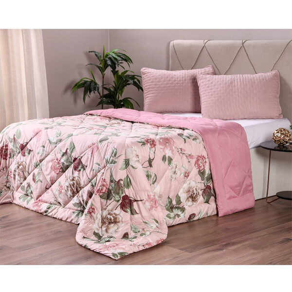 Edredom Hipertextil Essential Em Poliéster Rosa 220x240cm