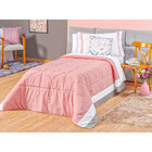 Edredom Infantil Love Solteiro 4 Peças Rosê