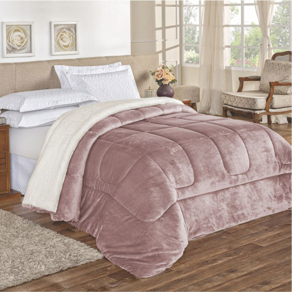 Edredom Insinuante Solteiro Dupla Face Sherpa Toque Lã Carnei