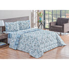 Edredom Jasmim Queen Dupla Face Percal Estampado Azul