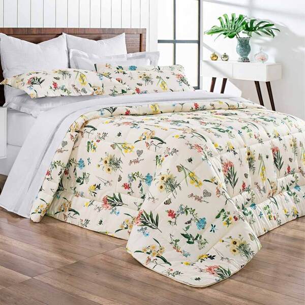 Edredom King 100% Algodão 400 Fios Dolce Vitta 03pçs - Flores