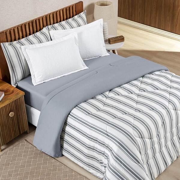 Edredom King Dupla Face Marim Malha 100% Algodão 1 Peça - Cin