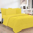 Edredom Malha 100% Algodão 1 Peça Casal - Amarelo/amarelo