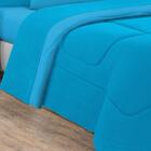 Edredom Malha 100% Algodão 1 Peça Casal Azul Turquesa