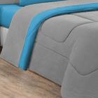 Edredom Malha 100% Algodão 1 Peça Casal Cinza/azul Turquesa