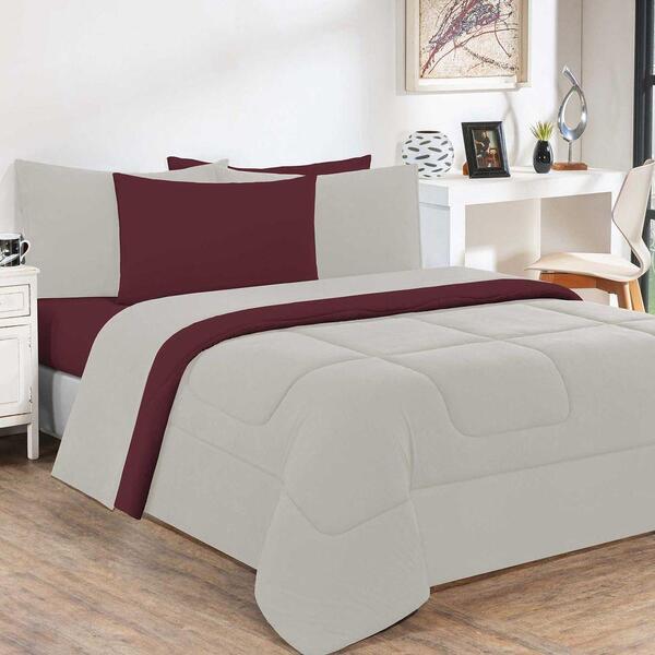 Edredom Malha 100% Algodão 1 Peça Casal - Palha /vinho