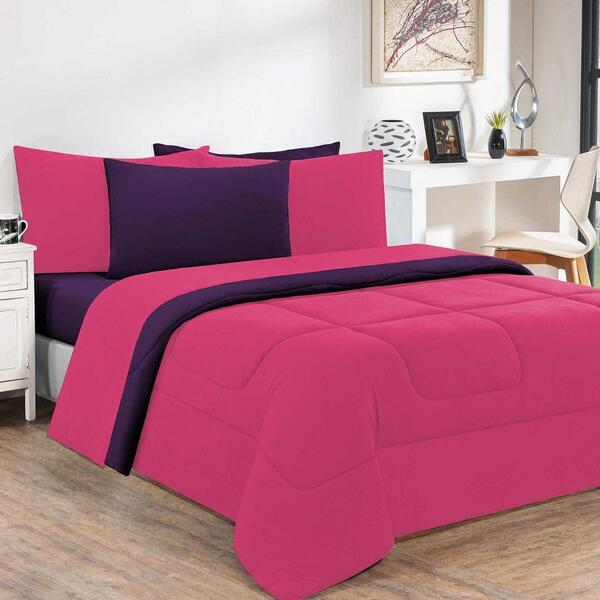 Edredom Malha 100% Algodão 1 Peça Casal - Pink /roxo