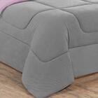 Edredom Malha 100% Algodão 1 Peça King - Cinza/rosa Bebê