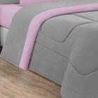 Edredom Malha 100% Algodão 1 Peça King - Cinza/rosa Bebê