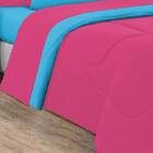 Edredom Malha 100% Algodão 1 Peça King - Pink /azul Turquesa