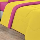 Edredom Malha 100% Algodão 1 Peça Solteiro - Amarelo/pink