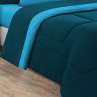 Edredom Malha 1 Peça Casal Azul Petróleo/azul Turquesa